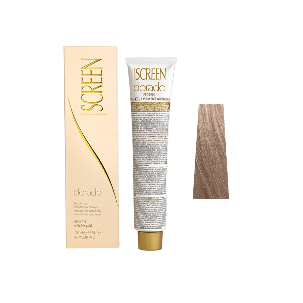 Крем-фарба для волосся перманентна з 24-каратним золотом SCREEN Dorado 9A (9.01) Silver Extra Light Вlonde, 100 ml - 1